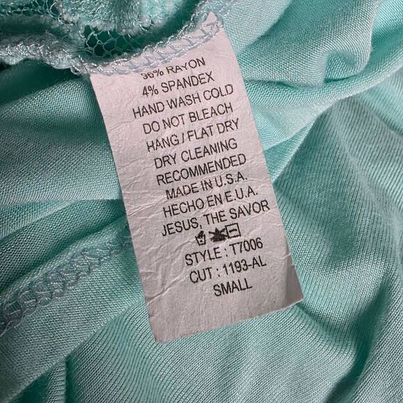 Reborn J Womens Lace Hem Tunic Top Mint Green Small - Picture 7 of 8